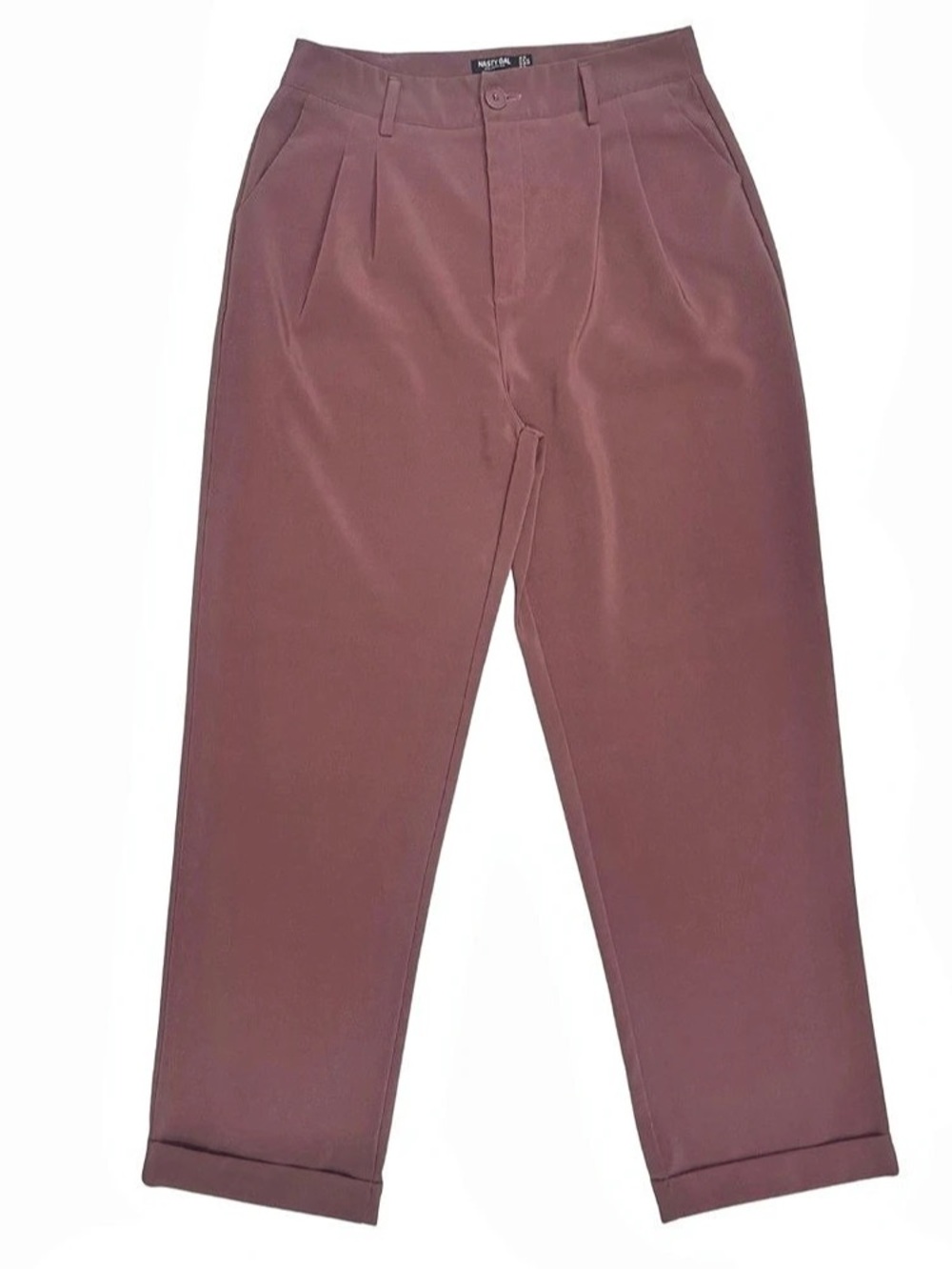 Nasty Gal Pleated Trousers in Mauve with Cuffed Hem-  Size 10 - Like New!